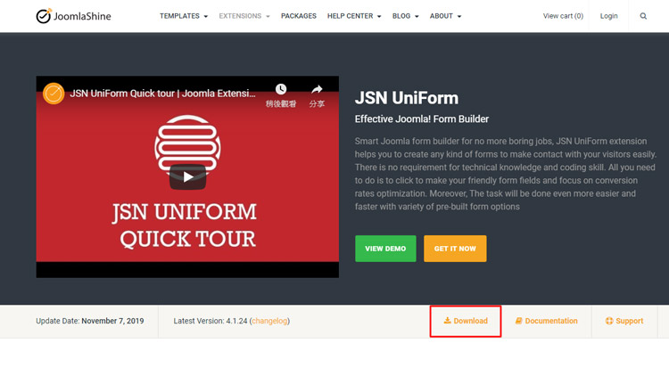 JSN UniForm官網下載步驟